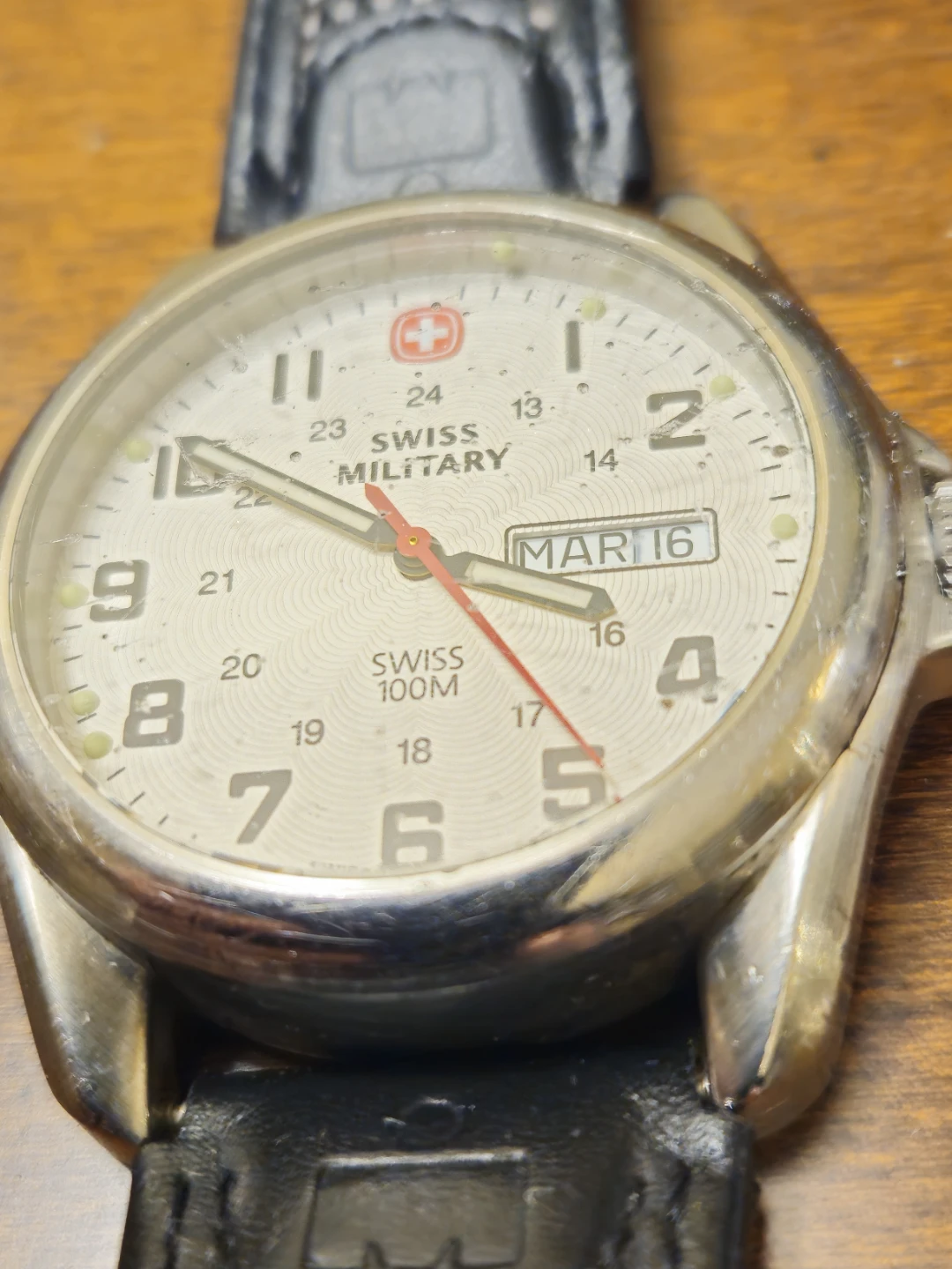 Swiss Military Watch with Leather Strap