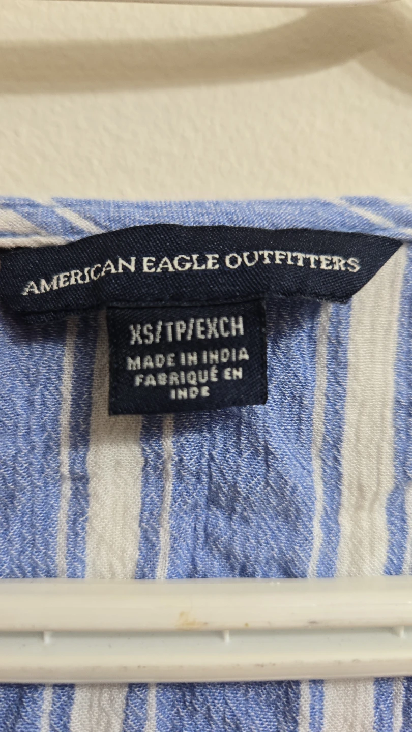 American Eagle Outfitters Blue Striped Tie-Front Blouse - XS - photo 2