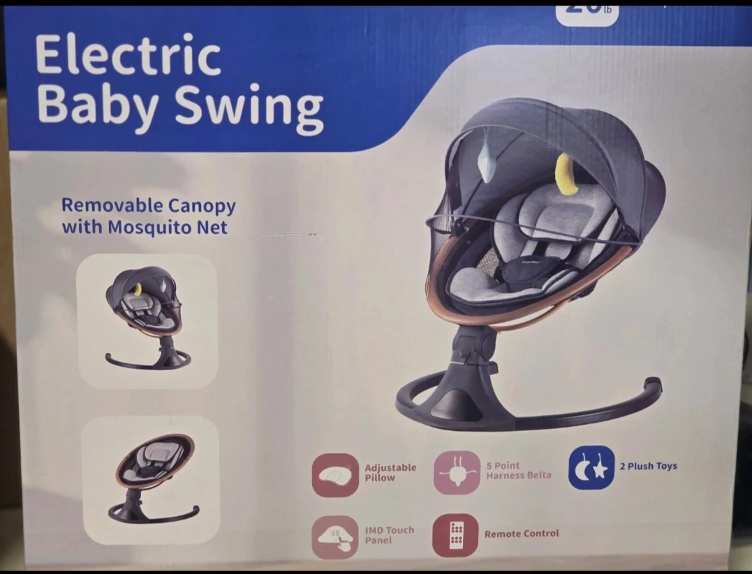 Electric Baby Swing with Removable Canopy & Mosquito Net