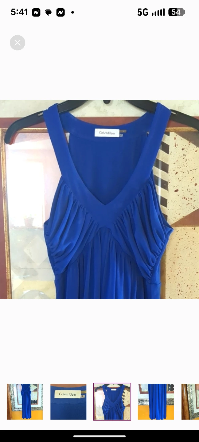 Calvin Klein Ruched Blue Maxi Sundress V-Neck - photo 3