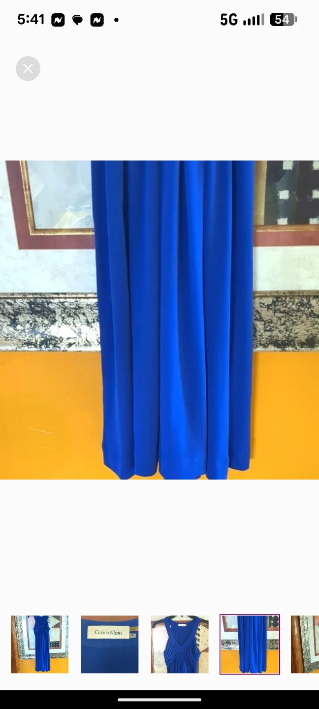 Calvin Klein Ruched Blue Maxi Sundress V-Neck - photo 4