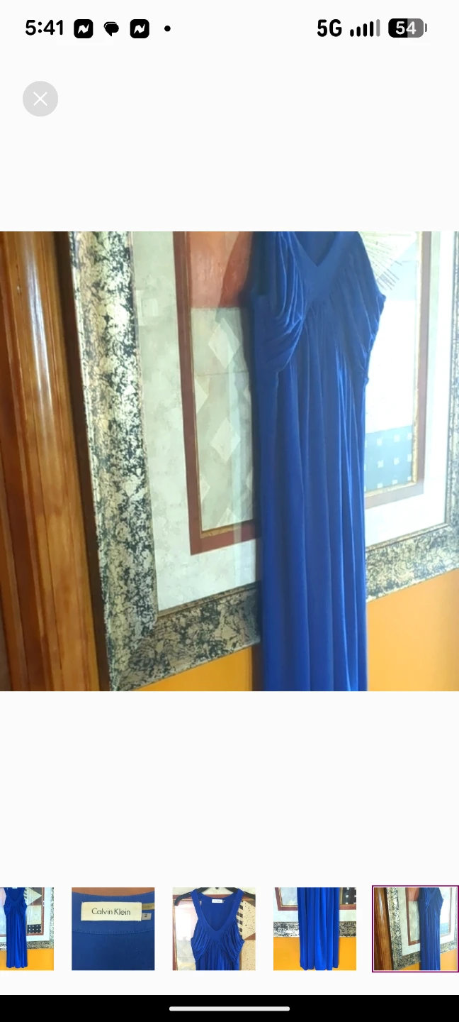 Calvin Klein Ruched Blue Maxi Sundress V-Neck - photo 5