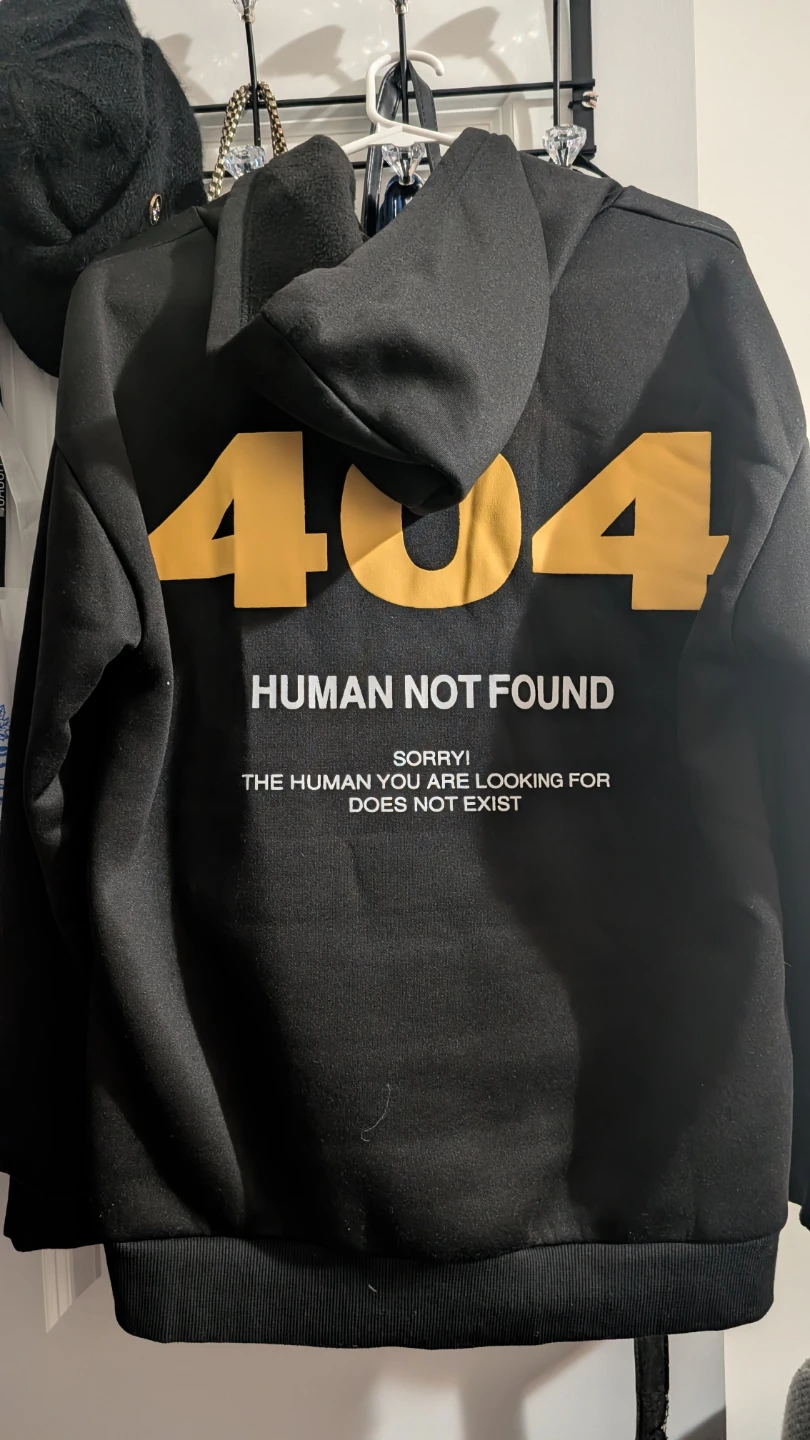 Black "404 Human Not Found" Hoodie - photo 2