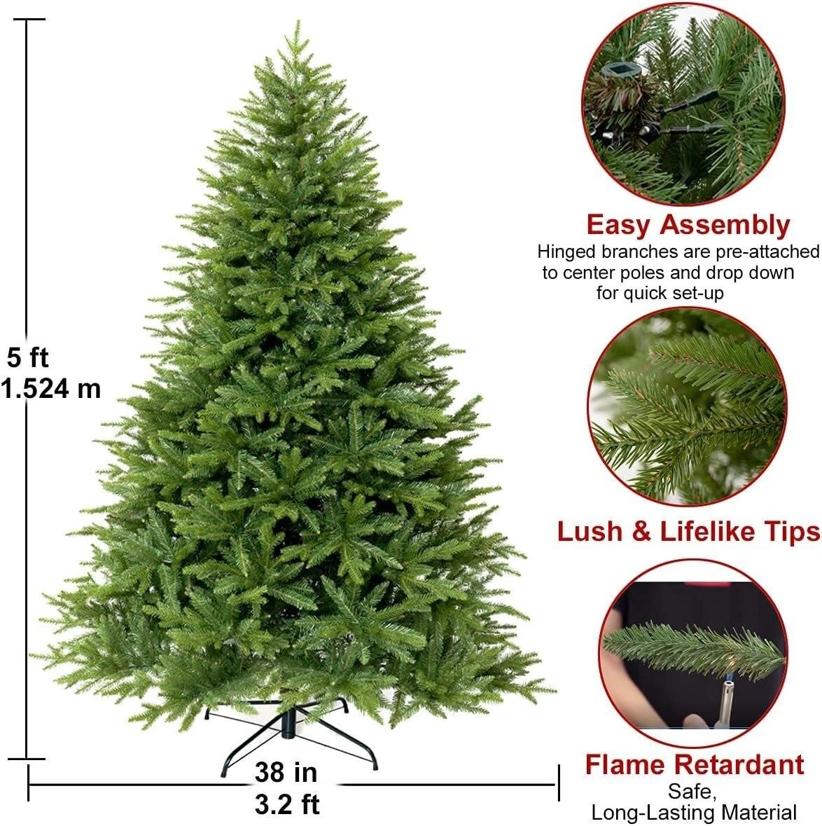 Bepowder Artificial Christmas Tree - 5 ft Green - photo 4