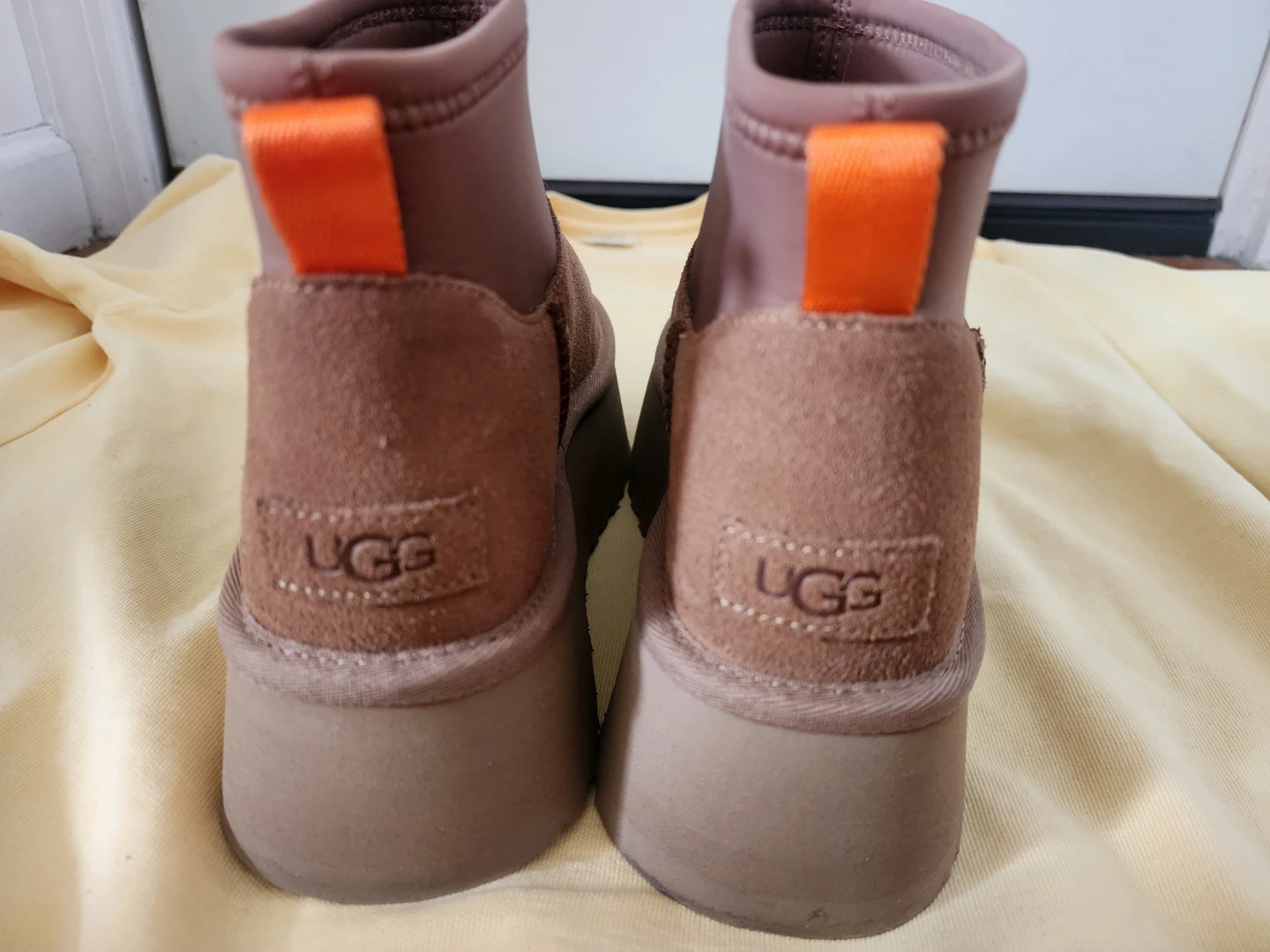 UGG Boots Brown Suede Platform Ankle Boots with Orange Pull Tabs - photo 2
