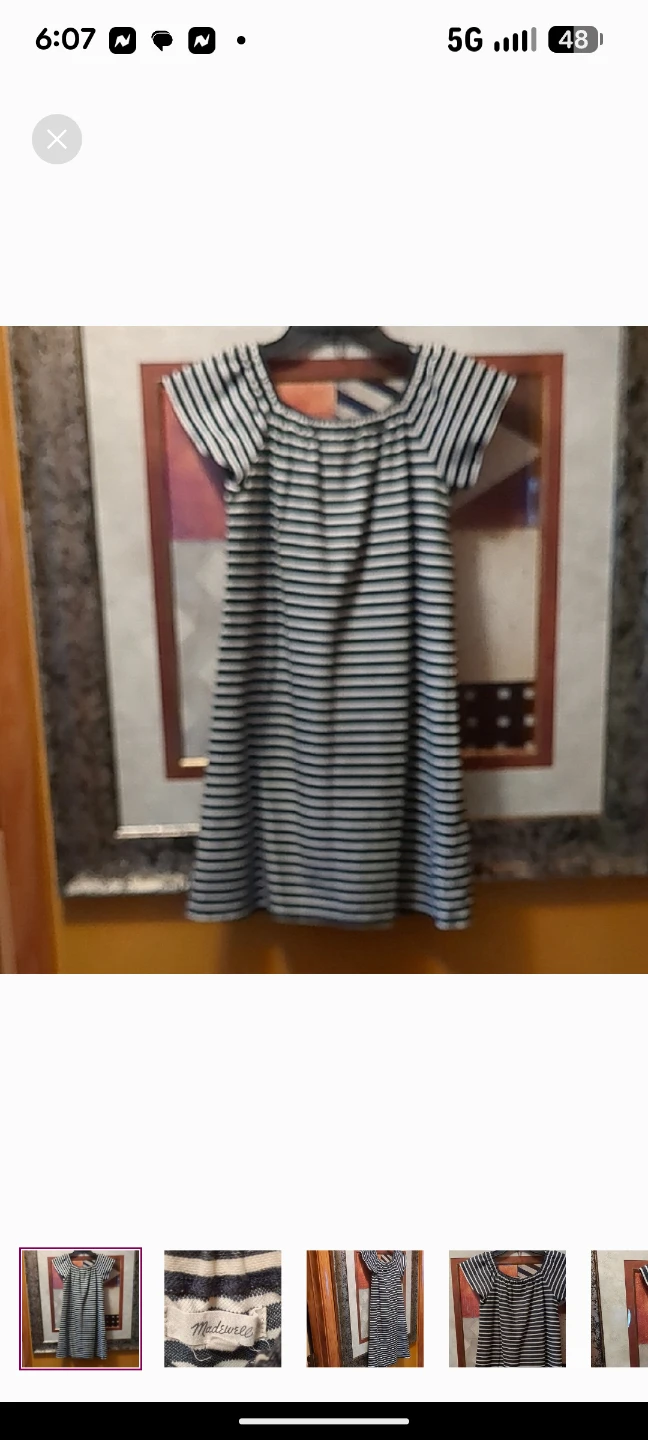 Madewell Black and White Ruched Flutter Sleeve Midi Dress