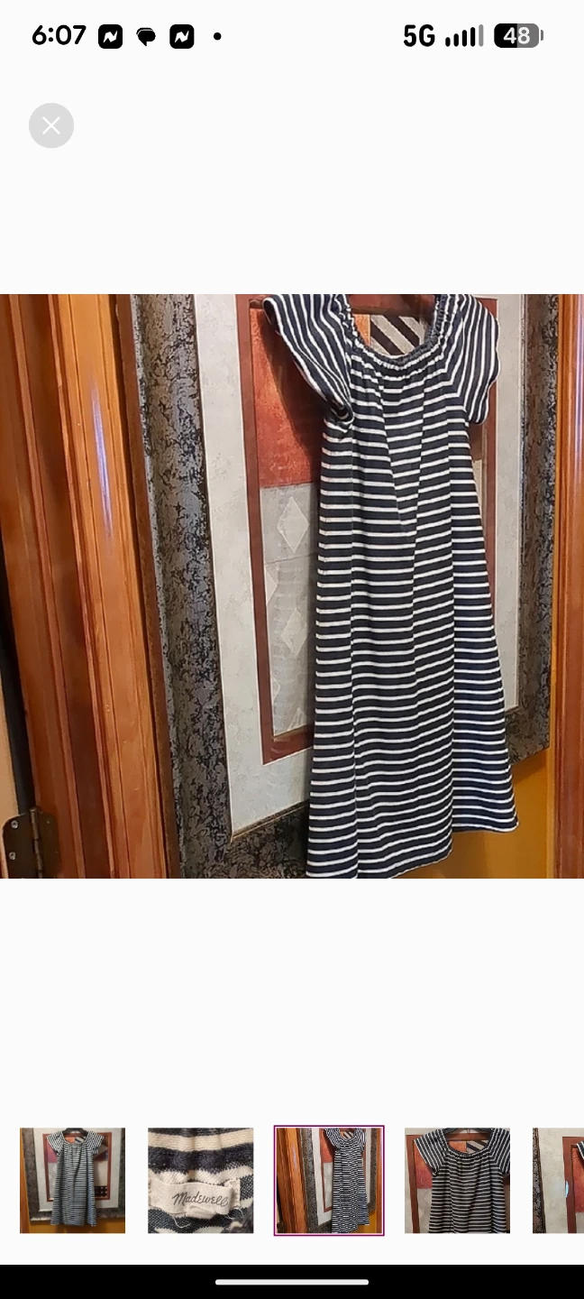 Madewell Black and White Ruched Flutter Sleeve Midi Dress - photo 3