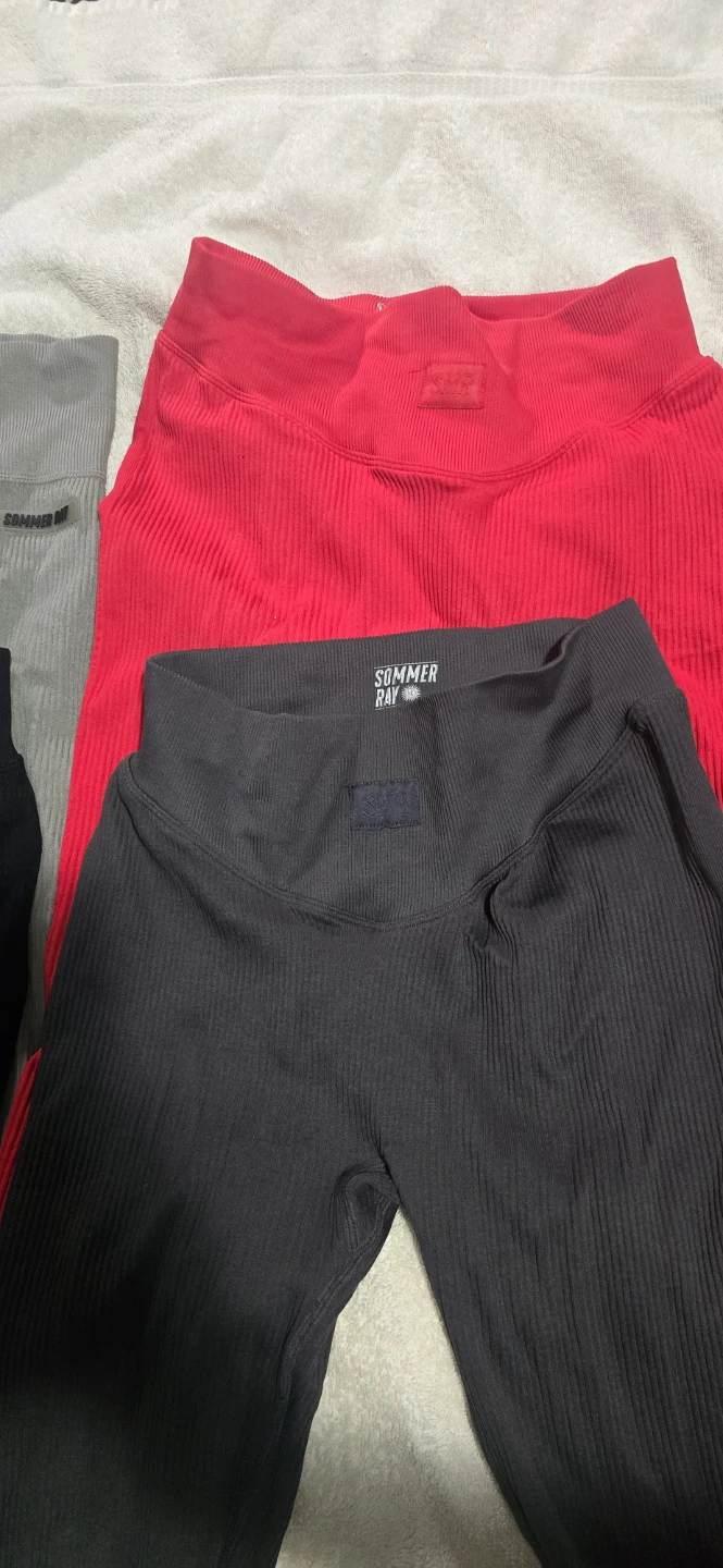 Sommer Ray Ribbed Leggings Bundle (Black, Grey, Red) - photo 3