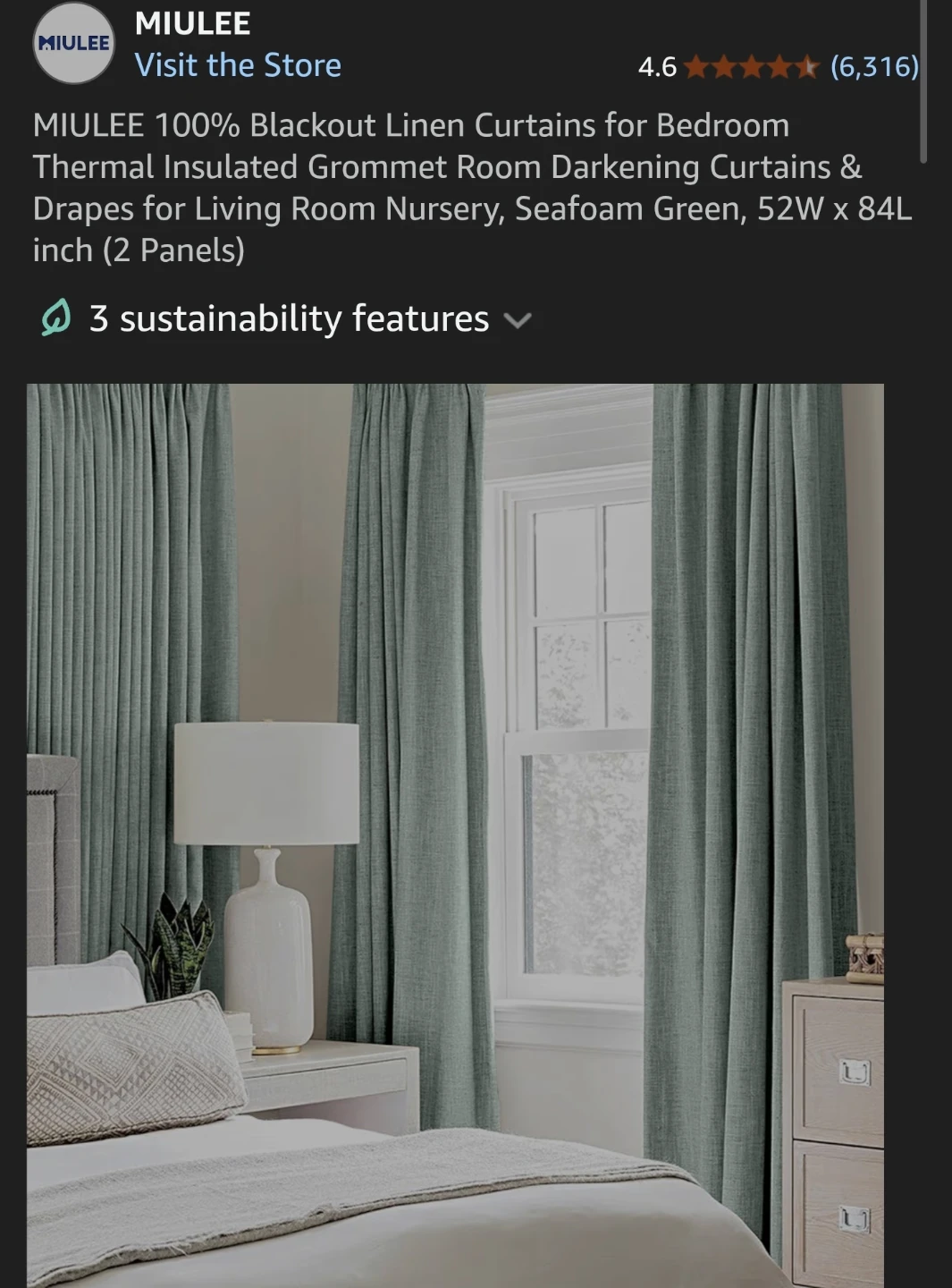 52W x 84L inch  --100% Blackout Curtains - Seafoam Green color