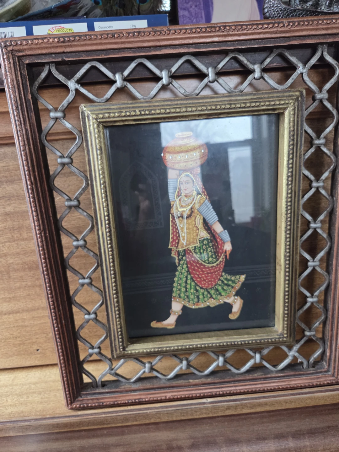 Framed Indian Woman Carrying Pot Art - photo 2