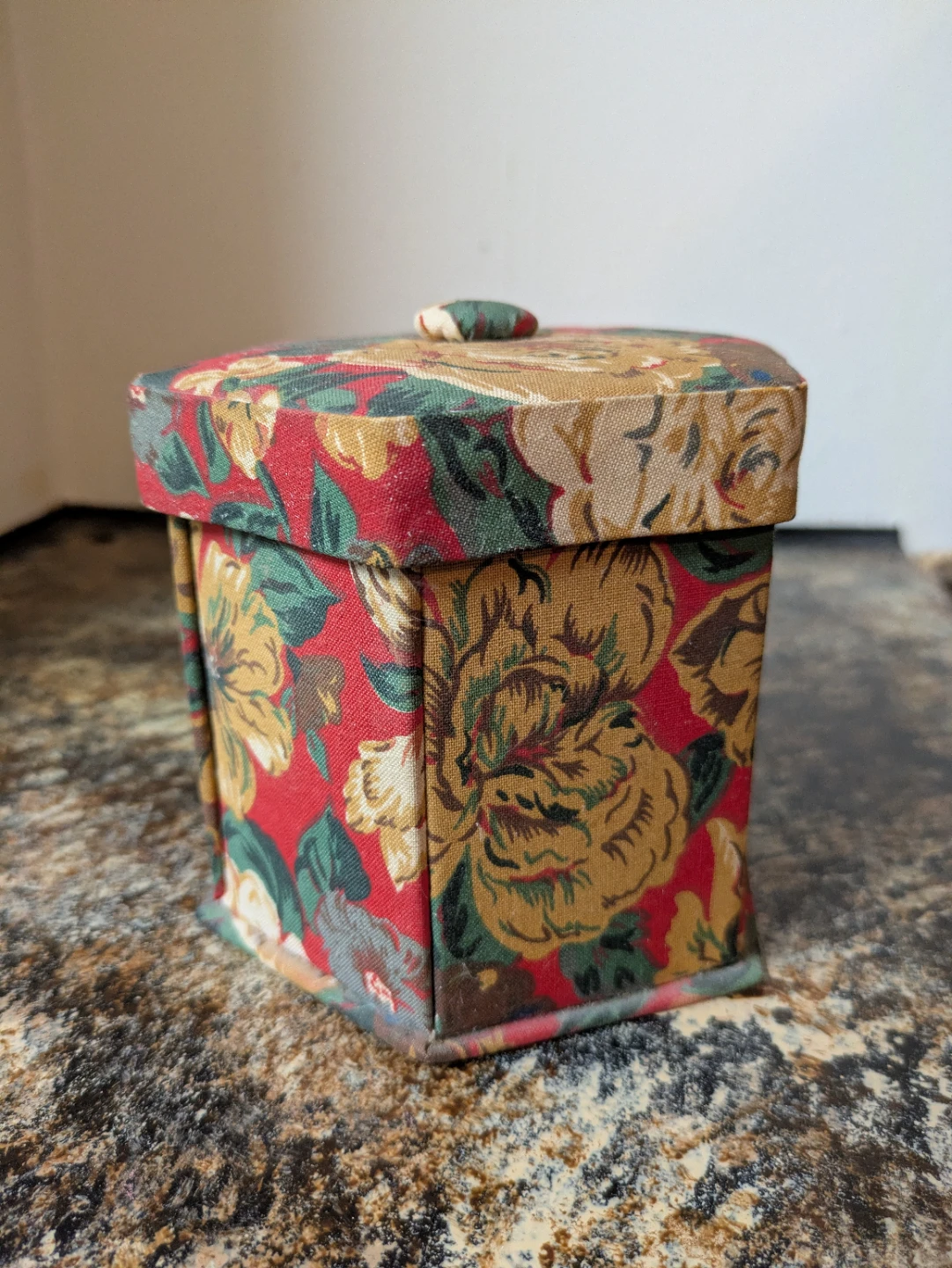 Vintage Avon Fabric Hinged Box with Floral Pattern