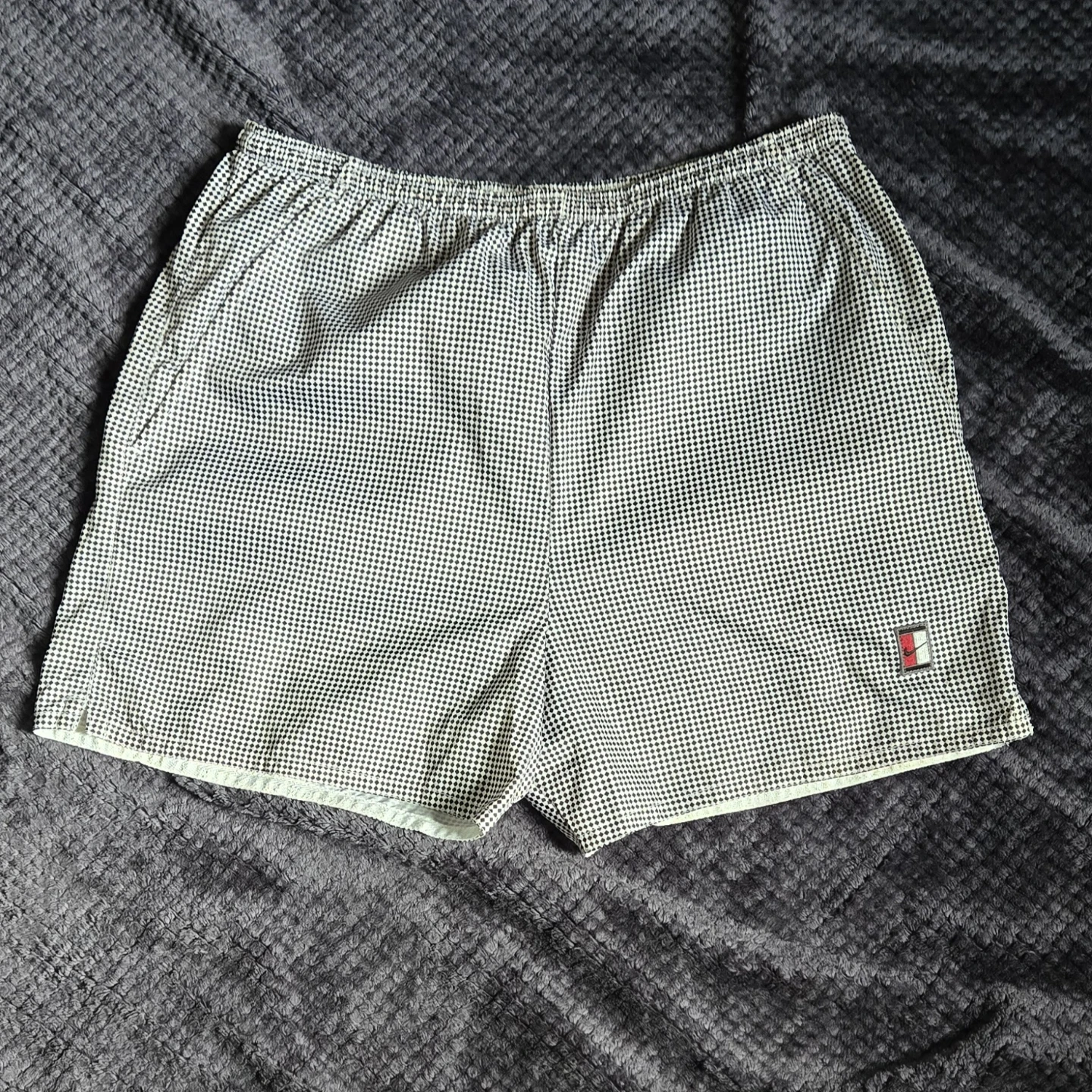 Vintage 90s Nike Tennis Shorts Geometric Dobby Pattern Swoosh