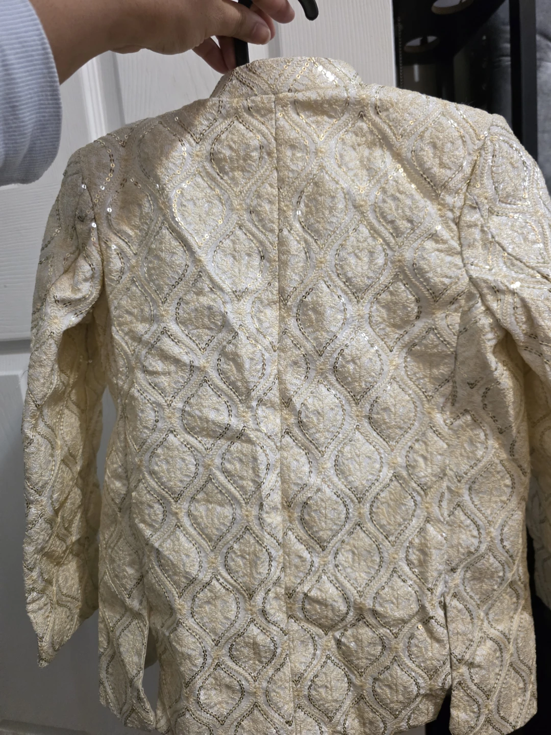 Cream Embroidered Jacket with Sequins for boys 2 to 4 - photo 3