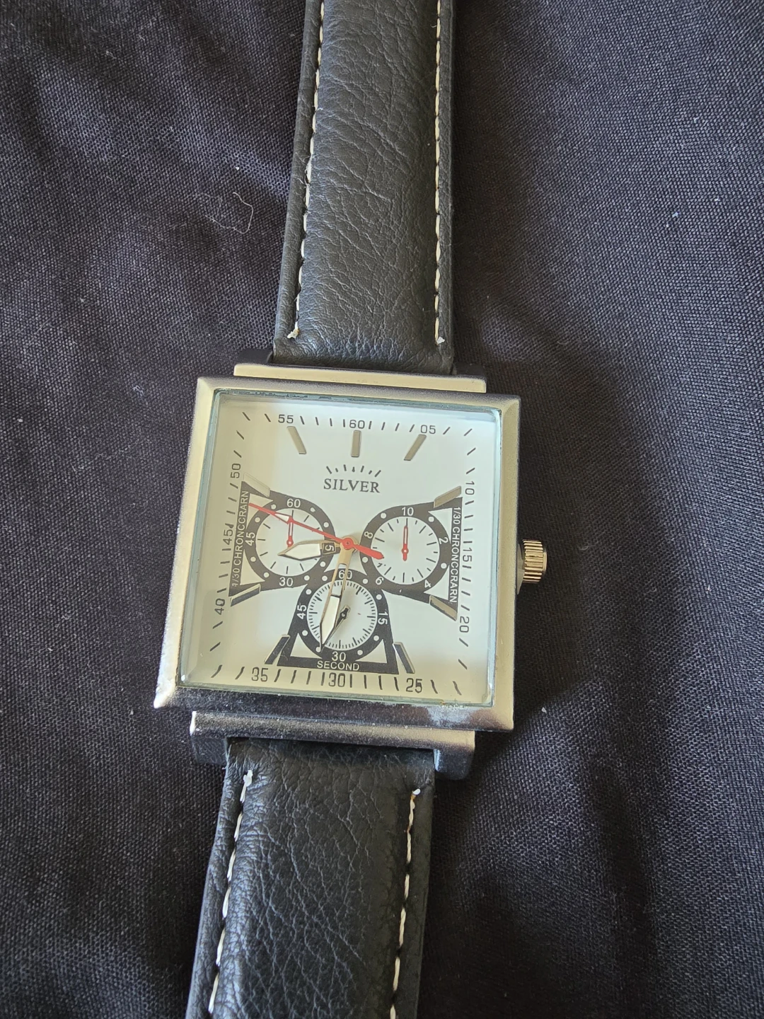 Silver Square Chronograph Watch - photo 3