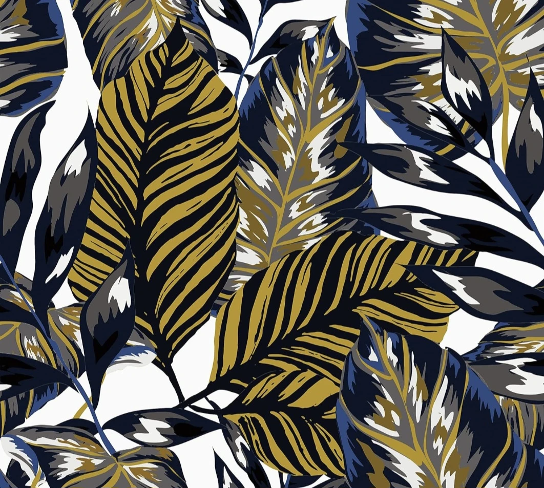 Tropical Leaf Design Peel & Stick Wallpaper 17.5"x78.7"
