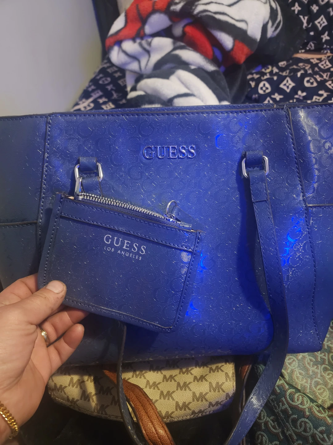 Blue Guess Tote Bag with Pouch