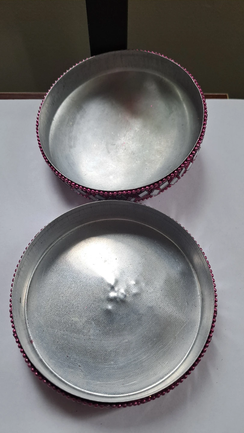 Decorative Round Tin - Pink Glitter Mirror Mosaic - photo 3