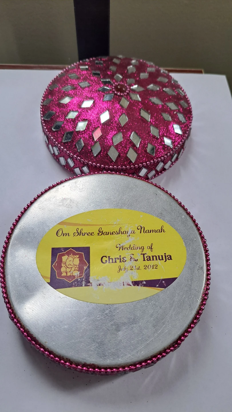 Decorative Round Tin - Pink Glitter Mirror Mosaic - photo 4