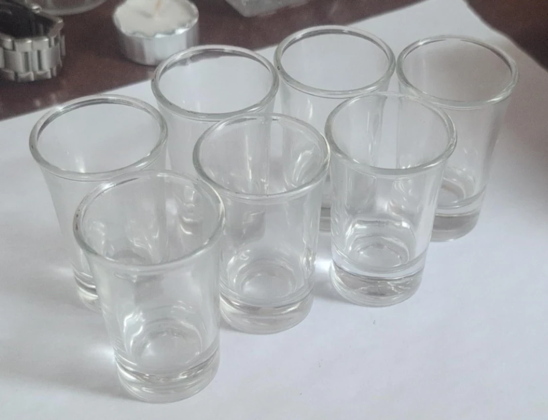 Set of 7 Clear Glass Shot Glasses