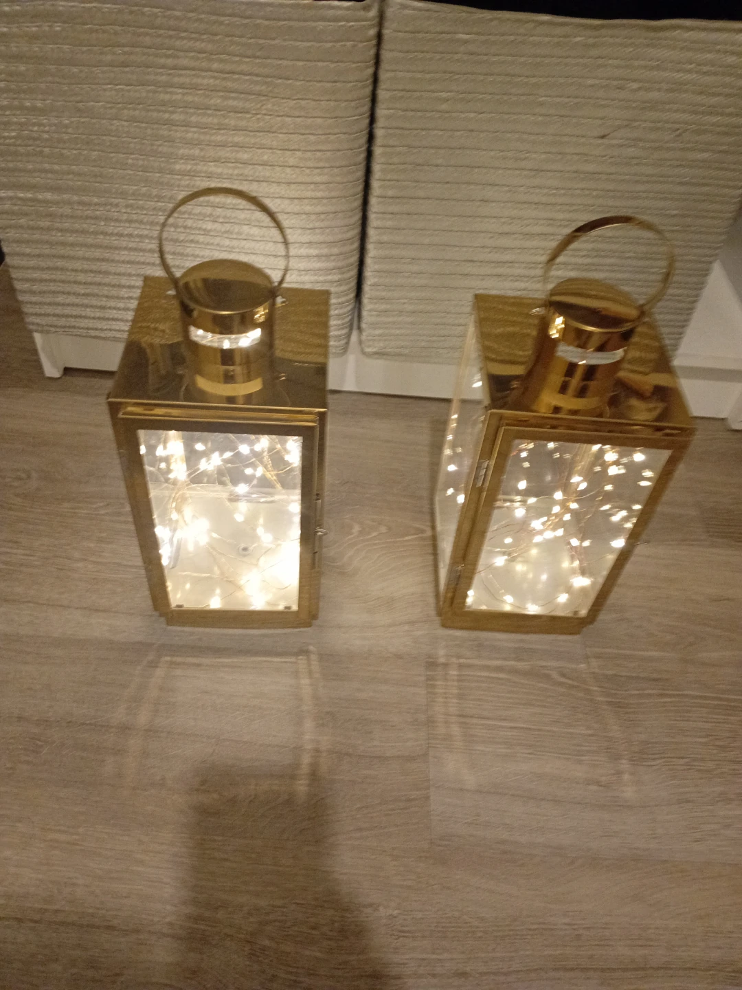 Pair of Gold Lanterns with Fairy Lights - photo 2