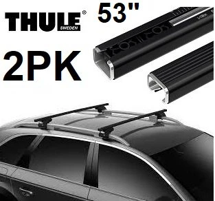 2PK THULE SQUAREBAR STEEL LOAD ROOF RACK BARS, 53"