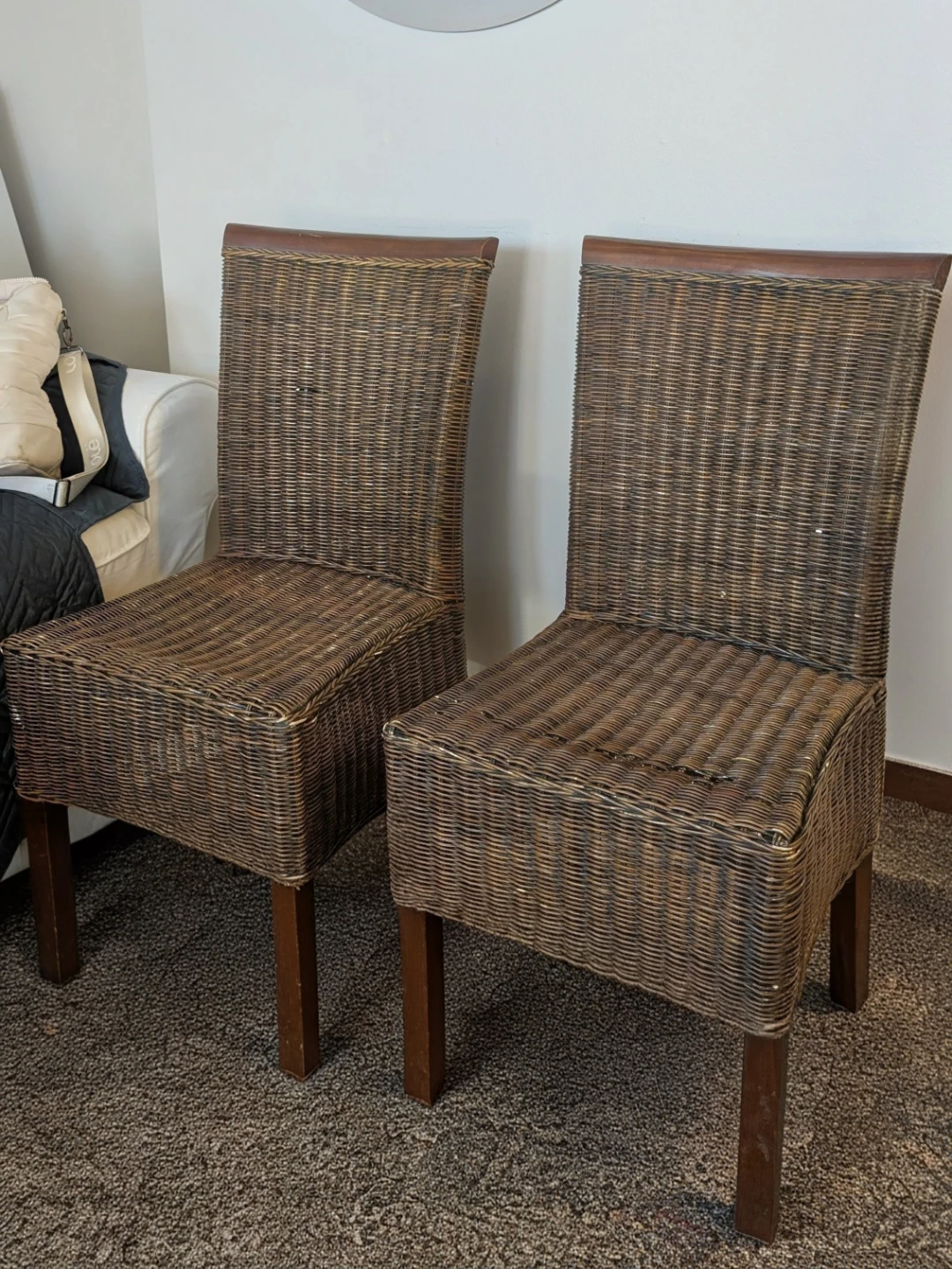 Set of 2 Wicker Dining Chairs