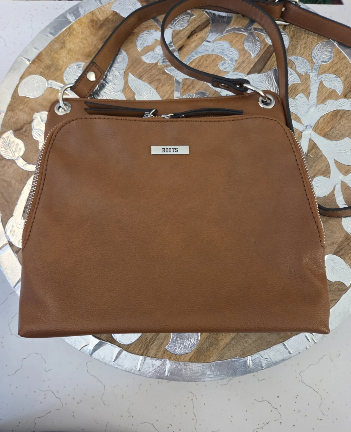 Roots Leather Crossbody Bag