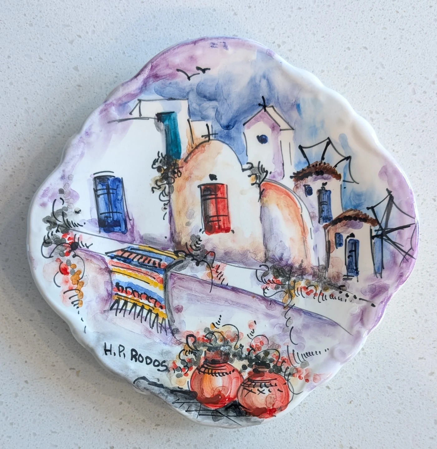 Hand painted plate wall hanging