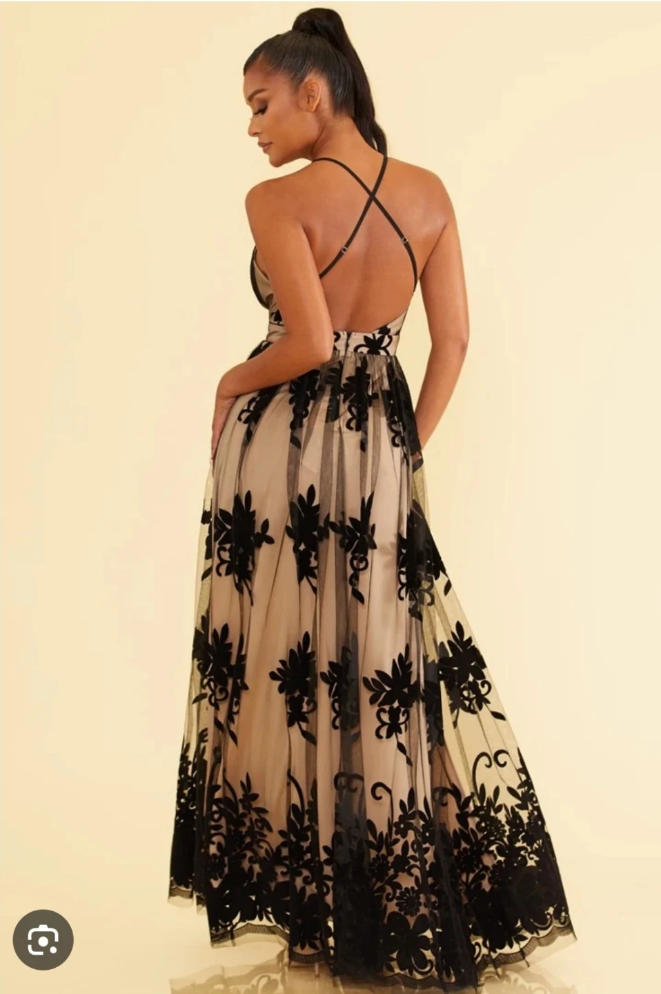 Women's Black Floral Lace Maxi Dress - photo 2