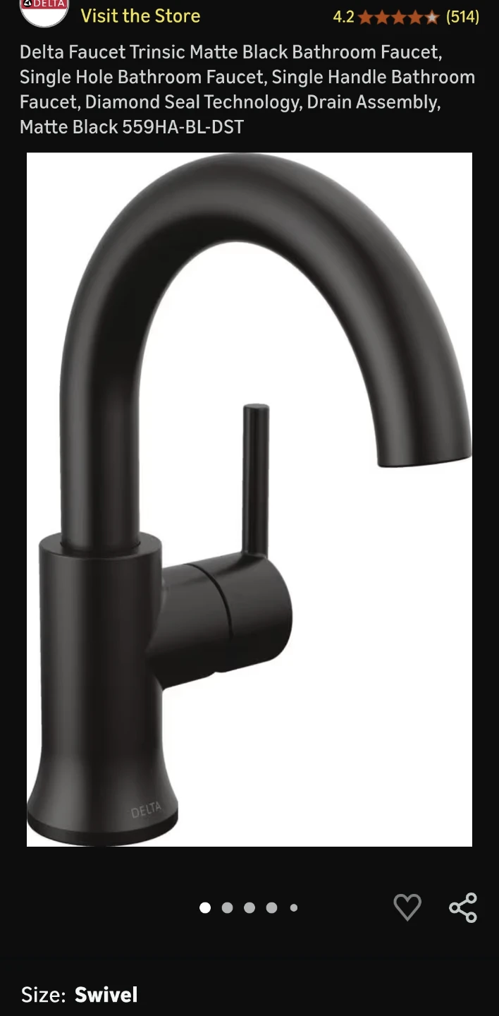 Delta Single Handle High Arc Bathroom Faucet - Matte Black