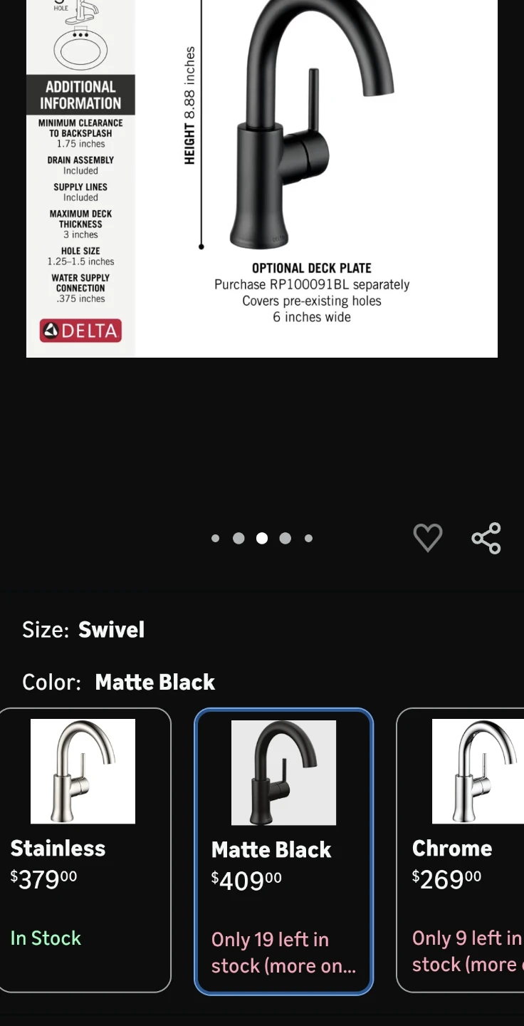 Delta Single Handle High Arc Bathroom Faucet - Matte Black - photo 2