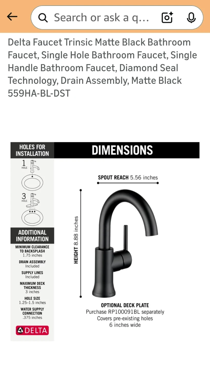 Delta Single Handle High Arc Bathroom Faucet - Matte Black - photo 5