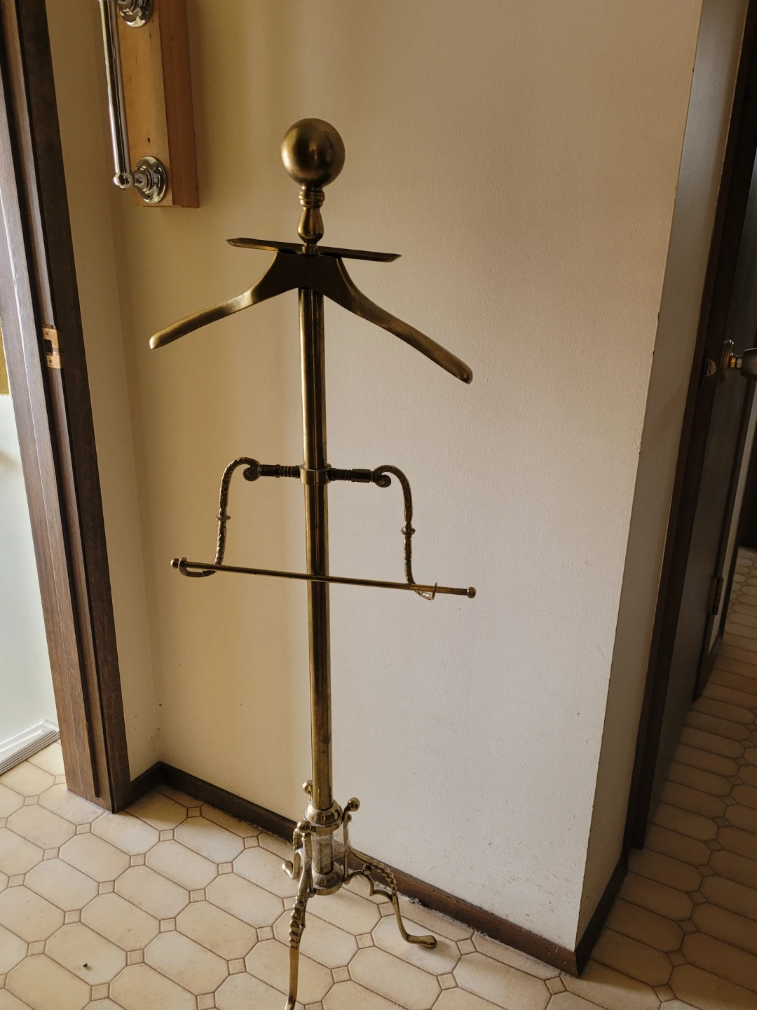Brass Valet Stand with Hanger