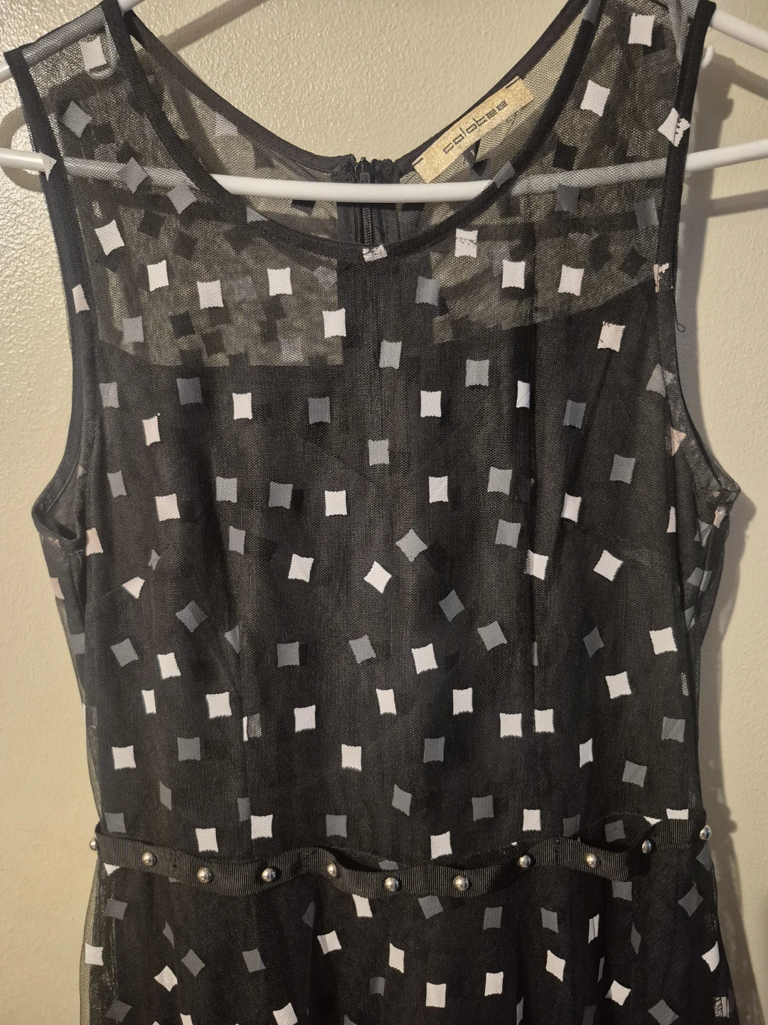 Colobee Black Sheer Dress with Geometric Pattern - photo 2