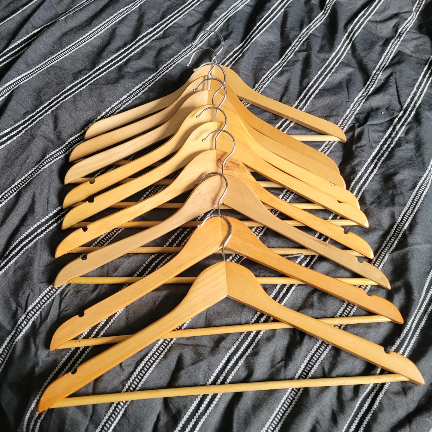 Wooden hangers x 9
