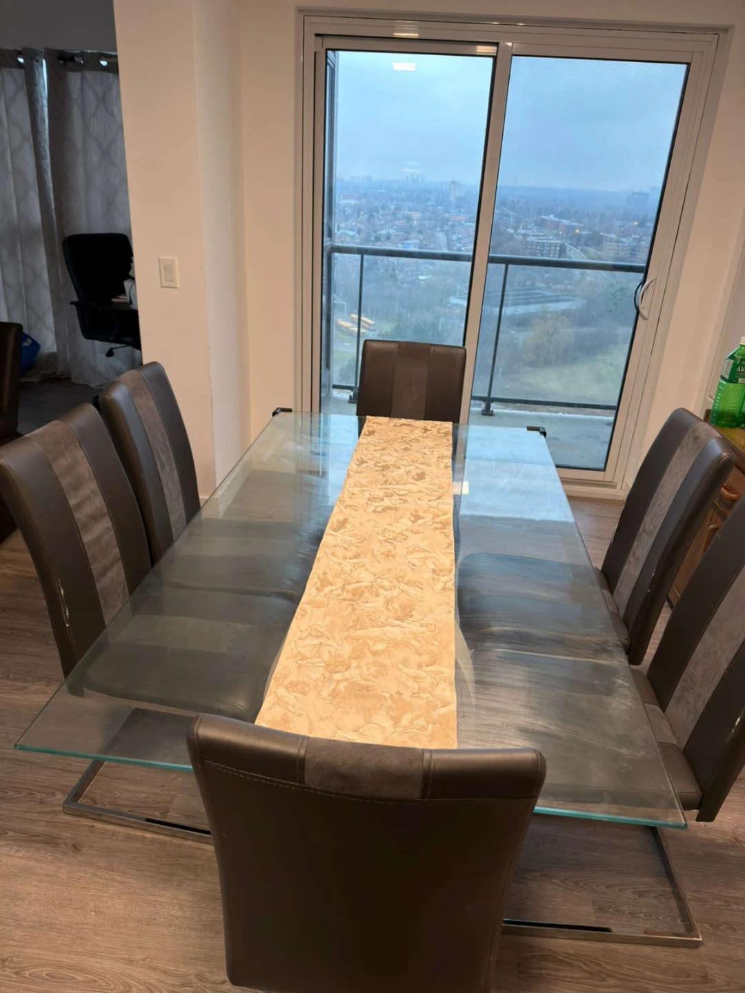 Glass Dining Table with 6 Chairs