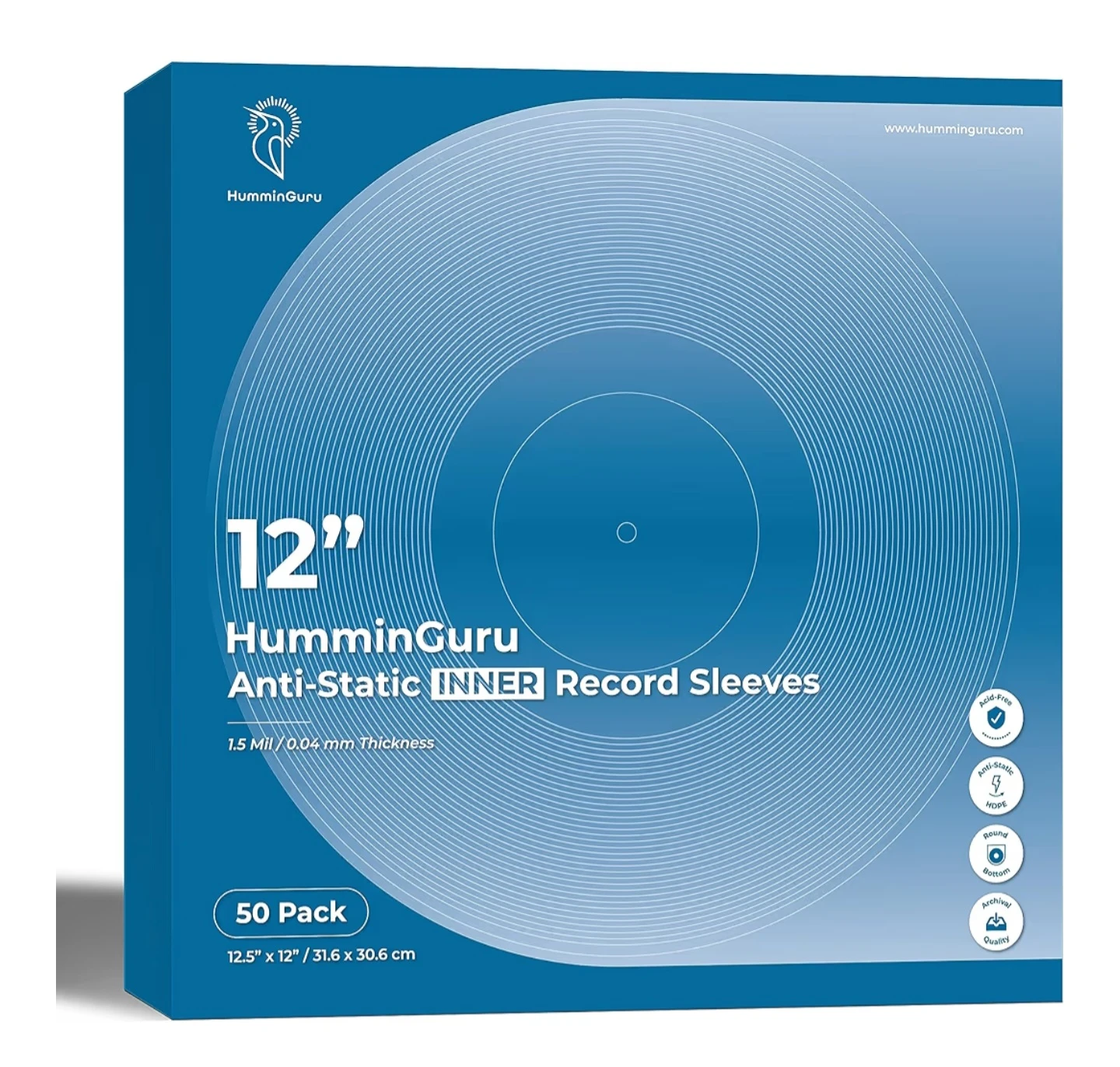 🥕HumminGuru 12" Anti-Static Record Inner Sleeves - 50 Pack🥕