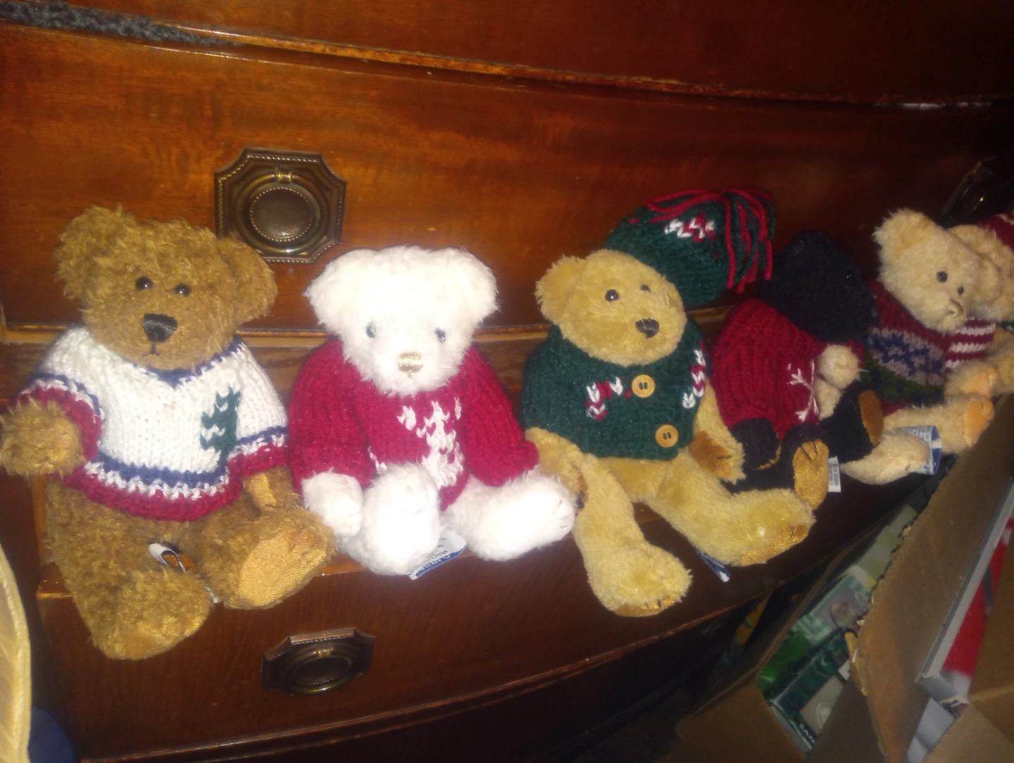 Set of 7 Collectible Plush Teddy Bears in Holiday Sweaters