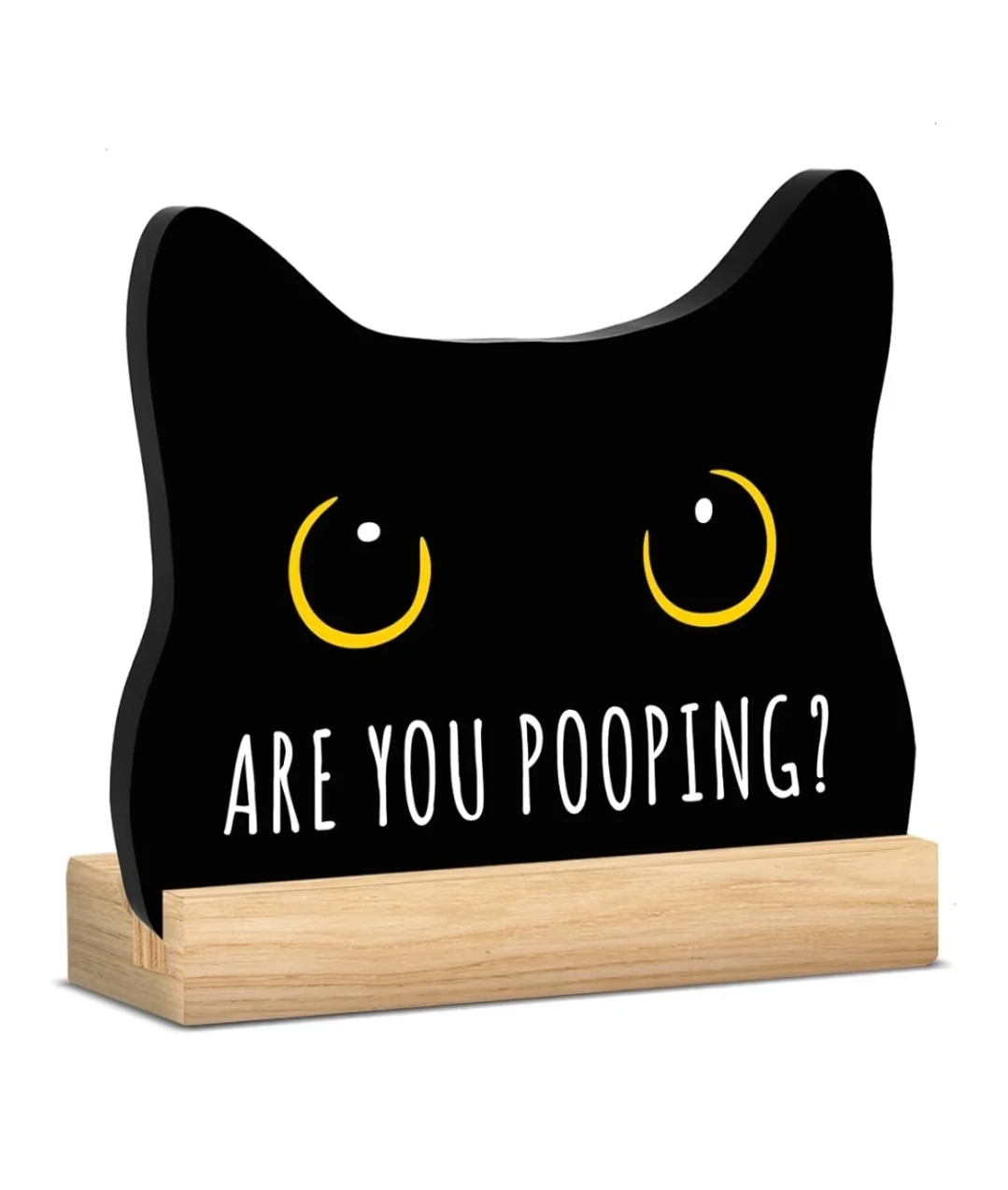 Funny Black Cat Bathroom Sign “Are You Pooping?” Acrylic Decor