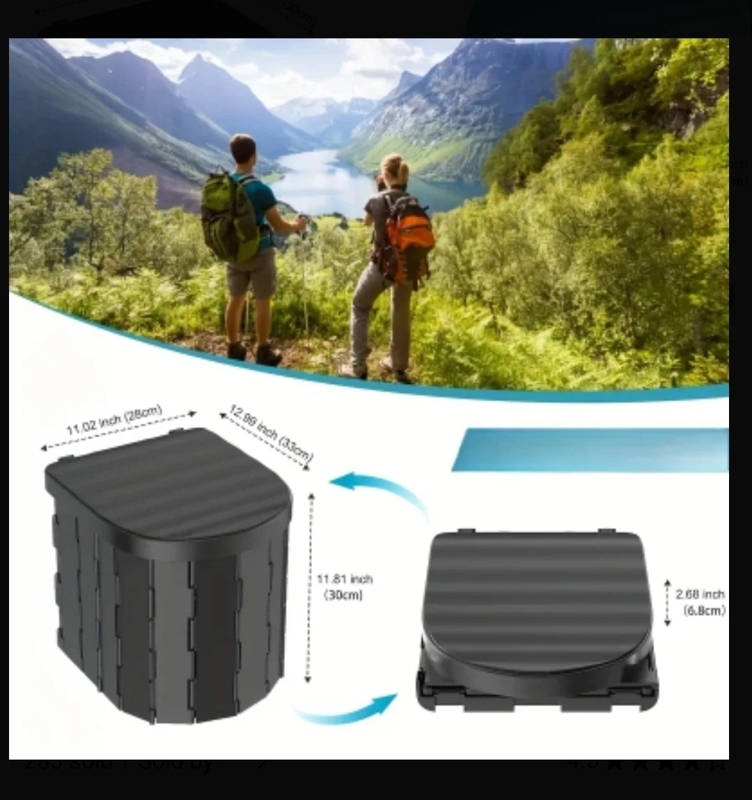 Foldable Convertable Stool Toilet Waste Bin RV, Car, Camping - photo 4