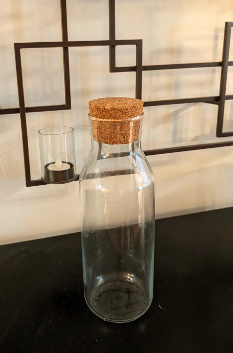 Ikea glass bottle with cork