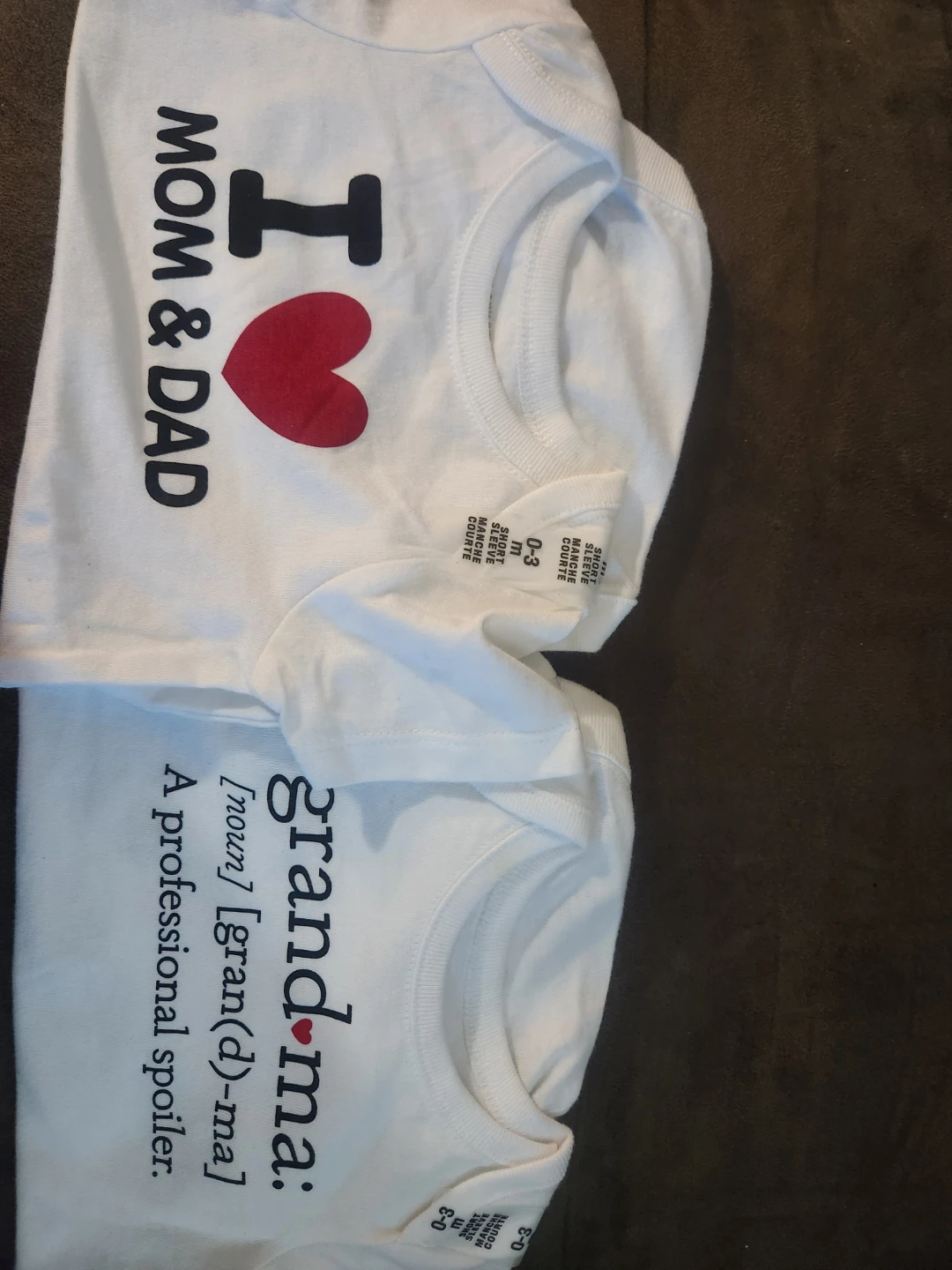 Baby Bodysuits I Love Mom & Dad / Grandma (0-3 Months)