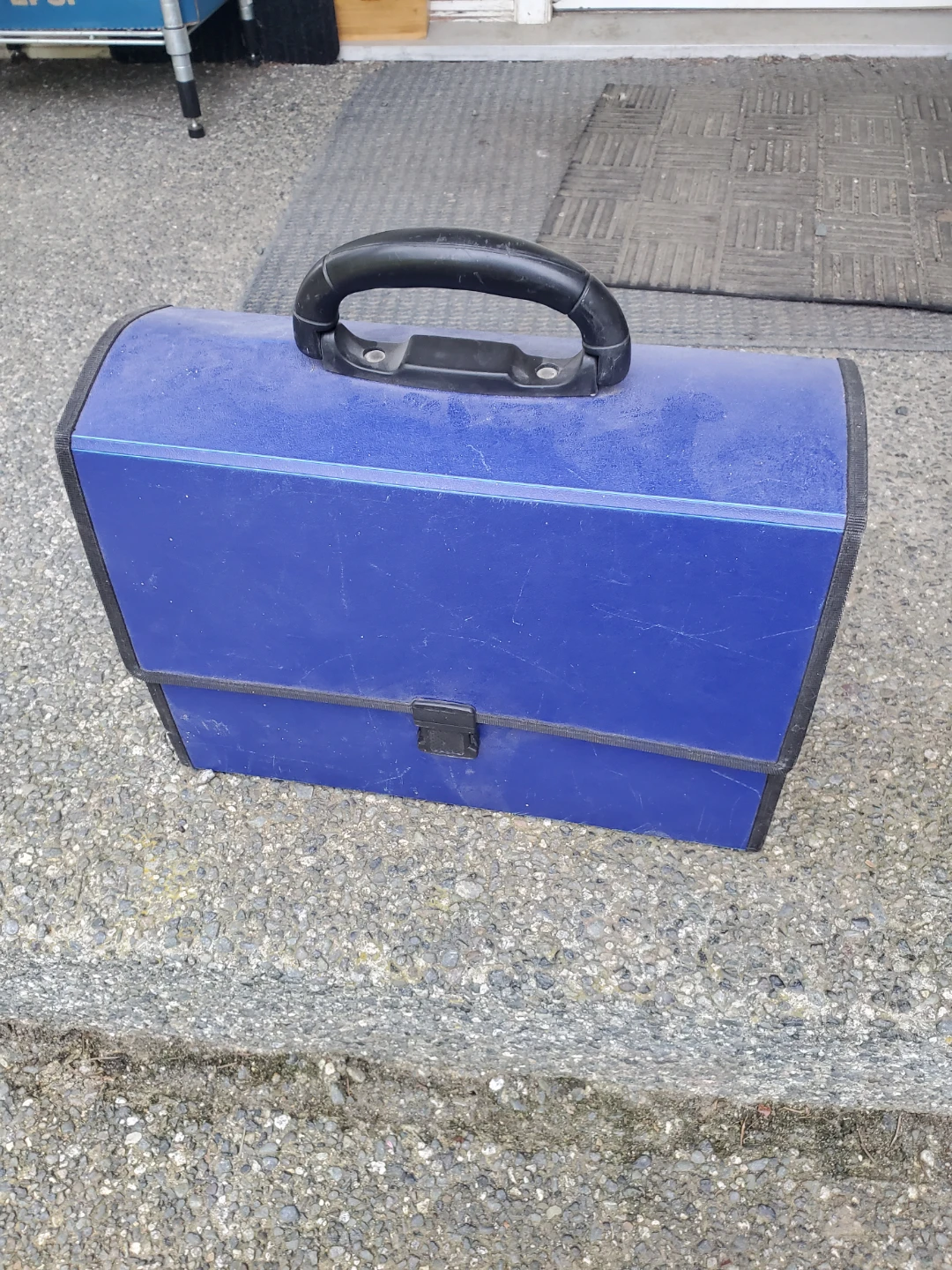 Blue Accordion Document Organizer Bag with Handle