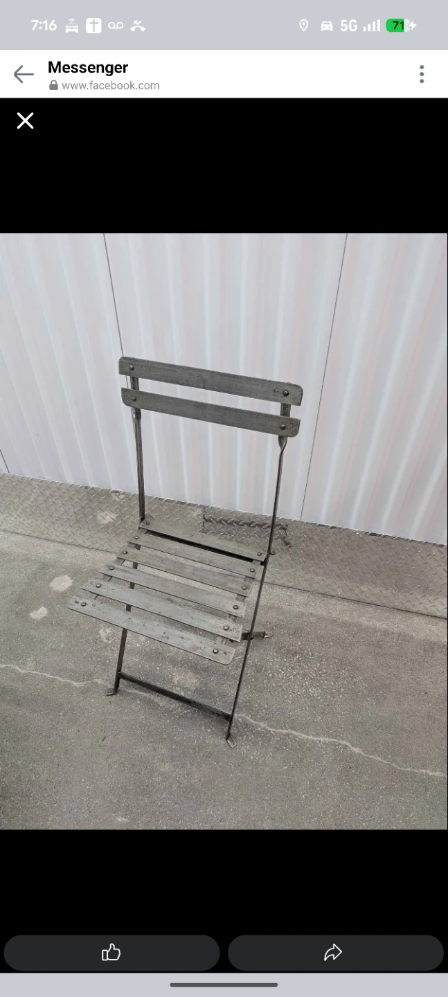 Vintage Metal Slat Folding Chair