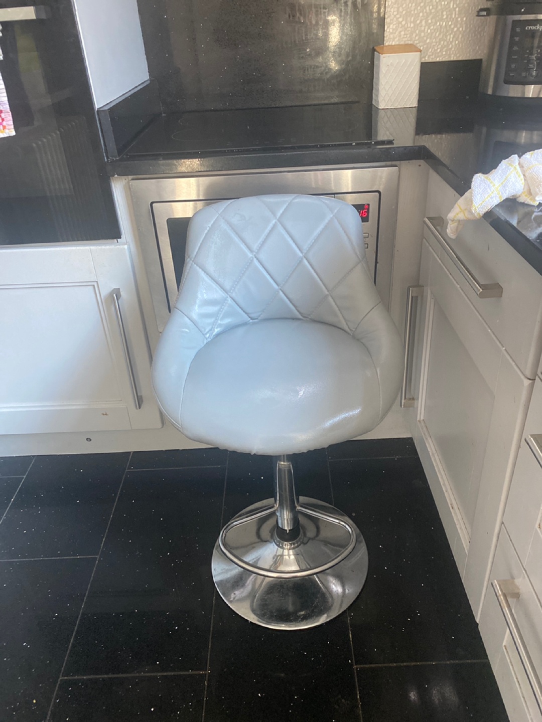 White Faux Leather Adjustable Bar Stool