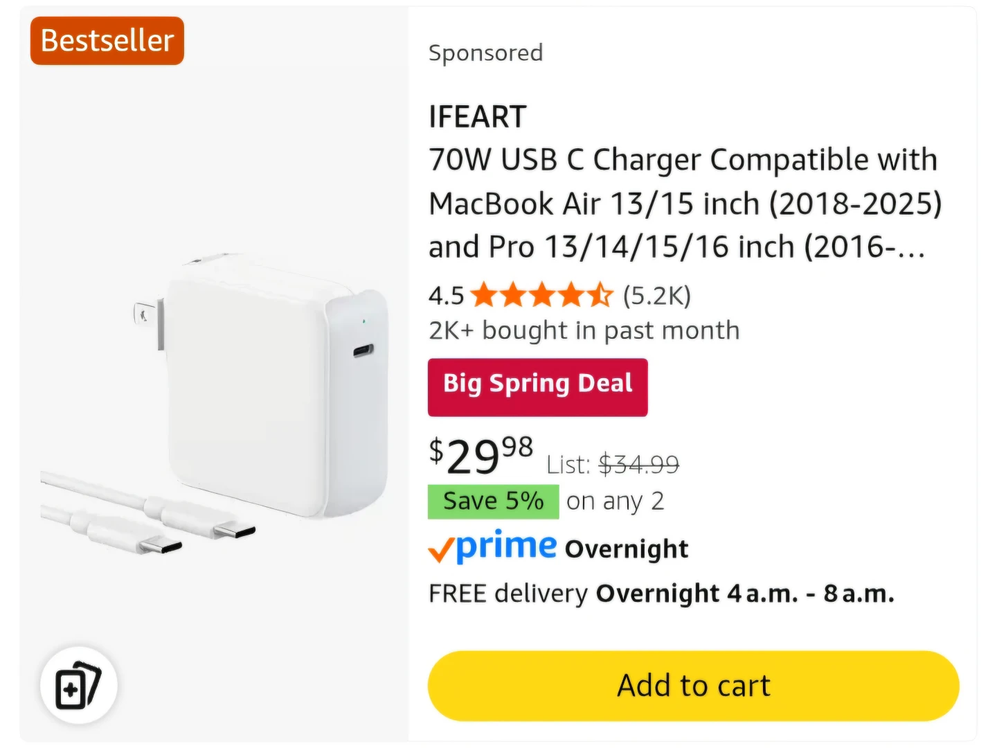 IFEART 70W USB C Charger with 6.6ft Cable 🥕