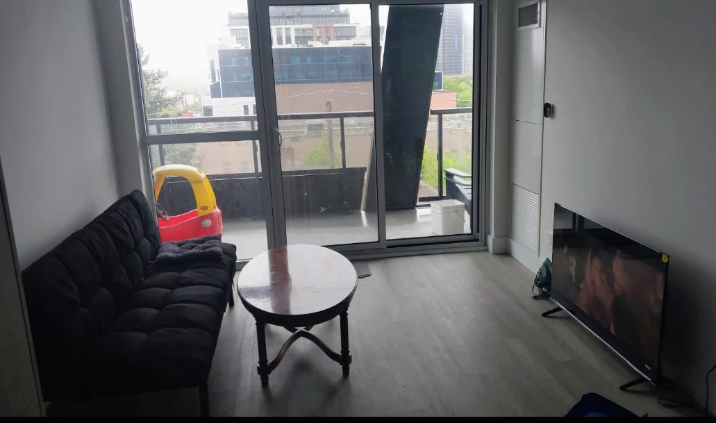 Black Futon Couch with Coffee Table