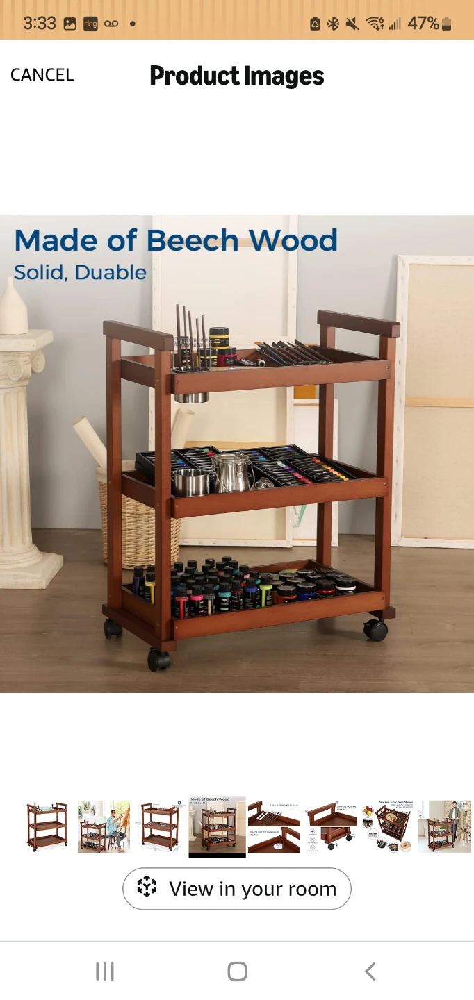 VISWIN 3-Tier Rolling Cart - Beech Wood - photo 3