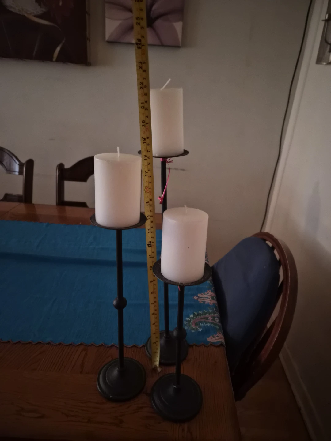 Set of 3 Black Metal Candlesticks - photo 2