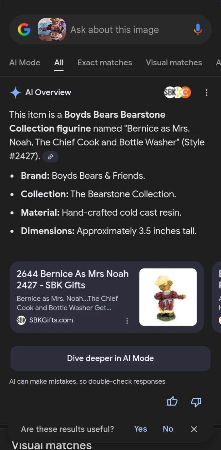 Boyds Bears Bearstone Collection Figurine - Bernice as Mrs. Noah - photo 3